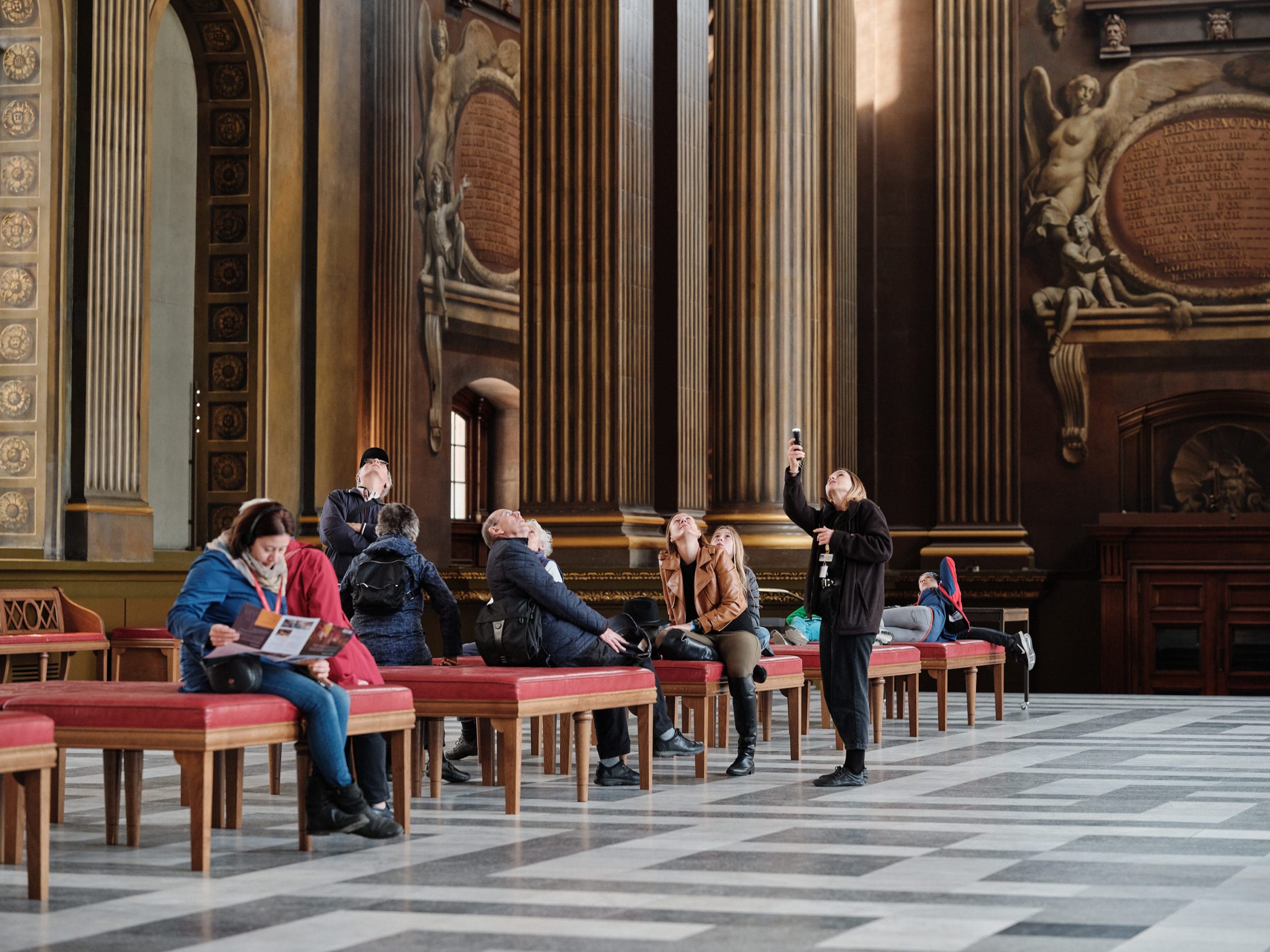 Team member taking tour in Painted Hall
